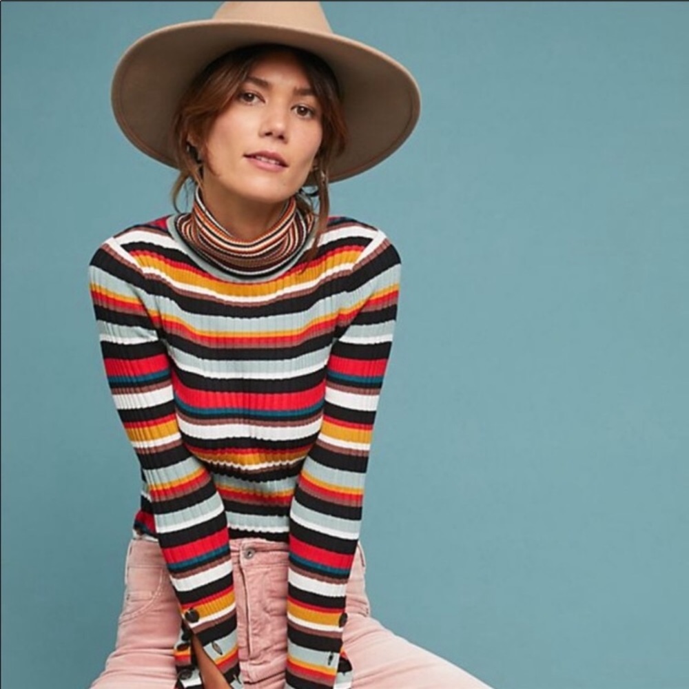 Anthropologie Striped Turtleneck Sweater